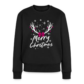 Noël Renne Stars Vacances Fête de famille - Pull Premium bio Femme - noir - Devant - Julia (174cm)