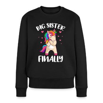 Enfin Big Sister Cute Unicorn Baby shower - Pull Premium bio Femme - noir - Devant - Julia (174cm)