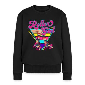 Roller Girl Retro 70s 80s Skater Roller Skates - Women's Premium Organic Jumper - black - Front - Julia (174cm)