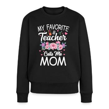 Mon professeur préféré m’appelle maman mère - Pull Premium bio Femme - noir - Devant - Julia (174cm)