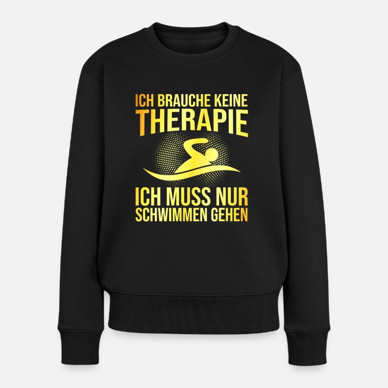 Schwimmen Therapie Spruch - Frauen Premium Bio Pullover - Schwarz