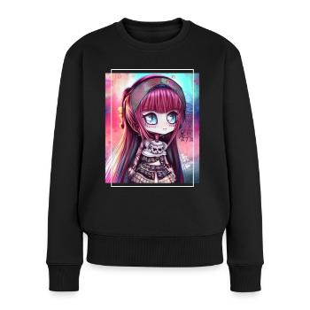 Kawaii Chibi Girl Anime Artwork Gift - Women's Premium Organic Jumper - black - Front - Julia (174cm)