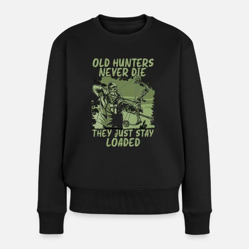 Bowhunting Old Hunters Never Shooting Bowhunter - Frauen Premium Bio Pullover - Schwarz