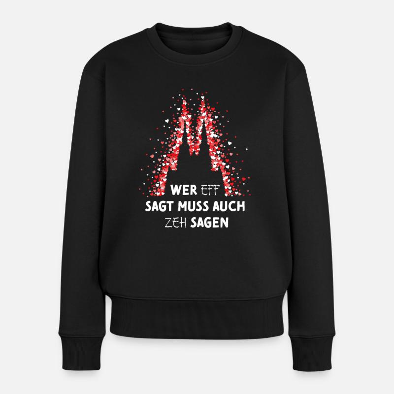 Kölner Dom Rot Weiss Rut Wies Karneval Fasching - Frauen Premium Bio Pullover - Schwarz