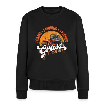 Mähen Landschaftsbau Rasenmäher Rasenmähen - Frauen Premium Bio Pullover - Schwarz - Vorne - Julia (174cm)