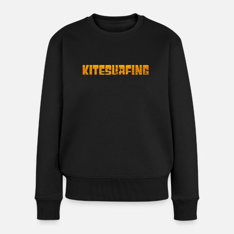 kite surfen - Frauen Premium Bio Pullover - Schwarz