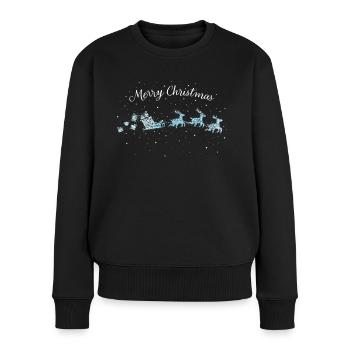 Merry Christmas Weihnachtsmann Schlitten Rentier - Frauen Premium Bio Pullover - Schwarz - Vorne - Julia (174cm)