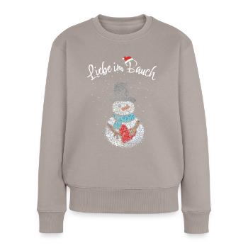 Liebe im Bauch Schwangerschaft Schneemann Xmas - Frauen Premium Bio Pullover - Taupe - Vorne - Julia (174cm)