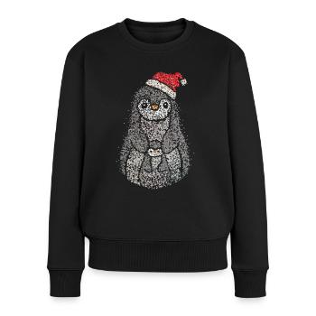 Pingouin Mama Mère Tenue de Noël Chapeau de Père Noël - Pull Premium bio Femme - noir - Devant - Julia (174cm)