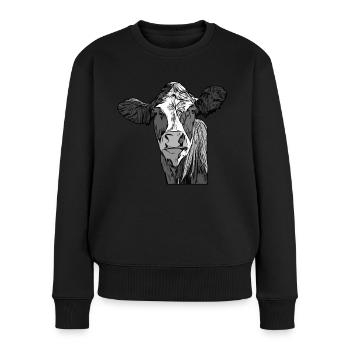 Landwirt Rind Tierkopf Motiv Aufdruck mit Stier - Frauen Premium Bio Pullover - Schwarz - Vorne - Julia (174cm)