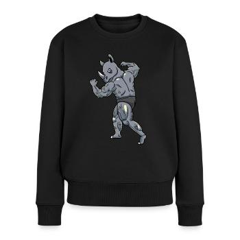 Nashorn Fitness Fitnessstudio Motivation - Frauen Premium Bio Pullover - Schwarz - Vorne - Julia (174cm)