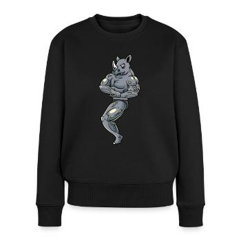 Nashorn Fitness Fitnessstudio Motivation - Frauen Premium Bio Pullover - Schwarz - Vorne - Julia (174cm)