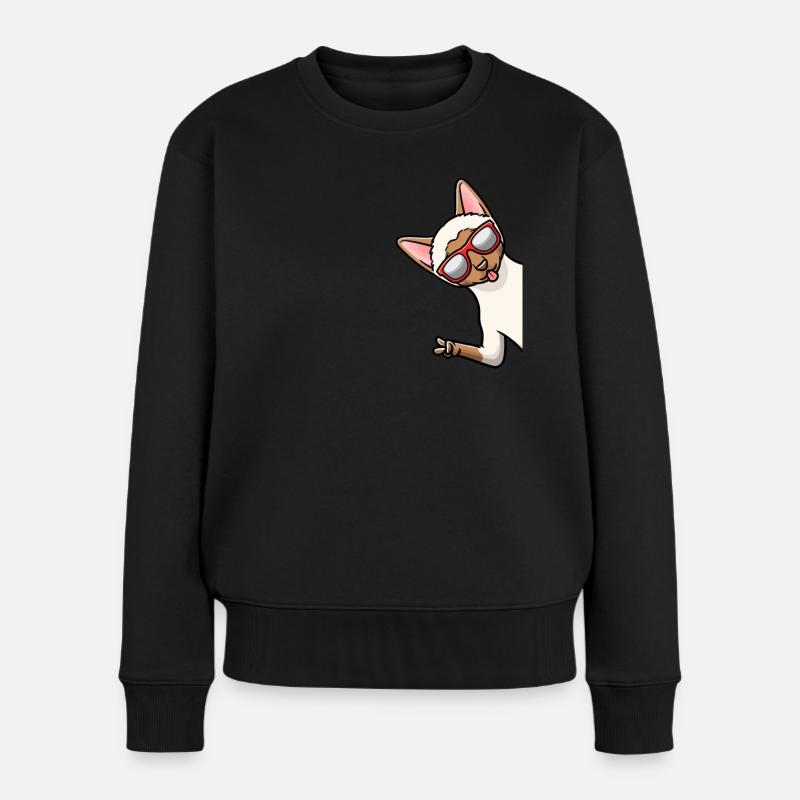 Siamkatze Katze Sonnenbrille - Frauen Premium Bio Pullover - Schwarz