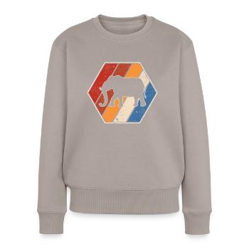 Elefant Retro - Frauen Premium Bio Pullover - Taupe - Vorne - Julia (174cm)