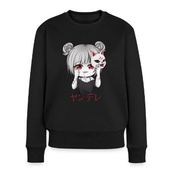 Yandere Anime Girl Kitsune Mask Otaku Kawaii - Women's Premium Organic Jumper - black - Front - Julia (174cm)