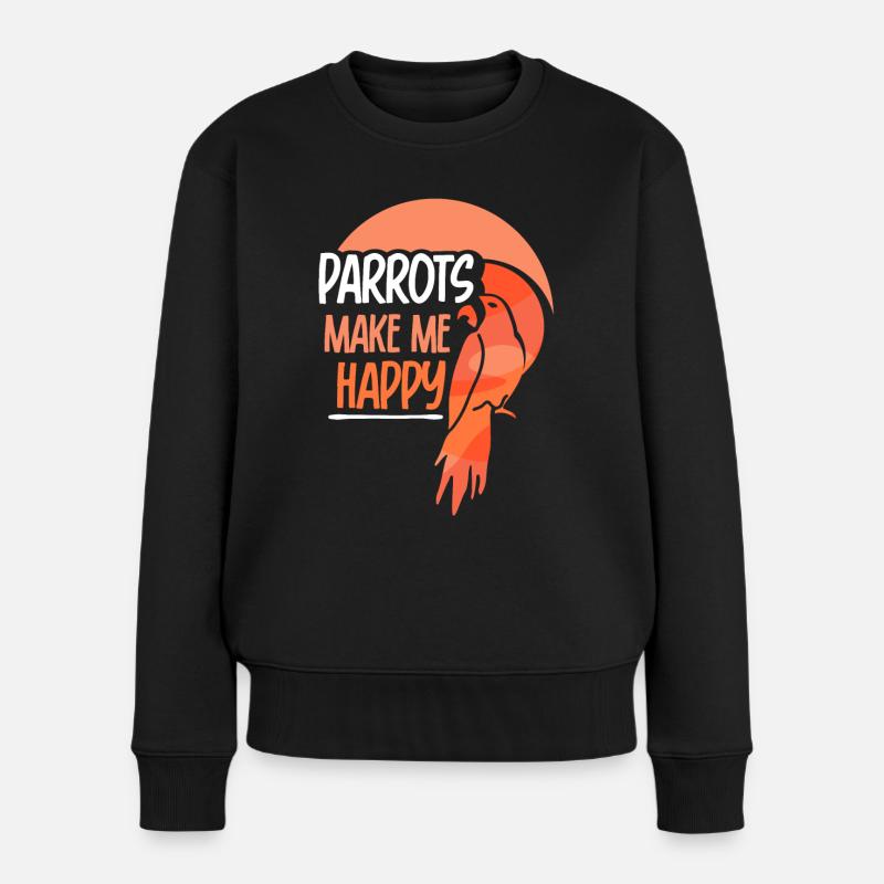 Les perroquets me rendent heureux animal perroquet mignon - Pull Premium bio Femme - noir