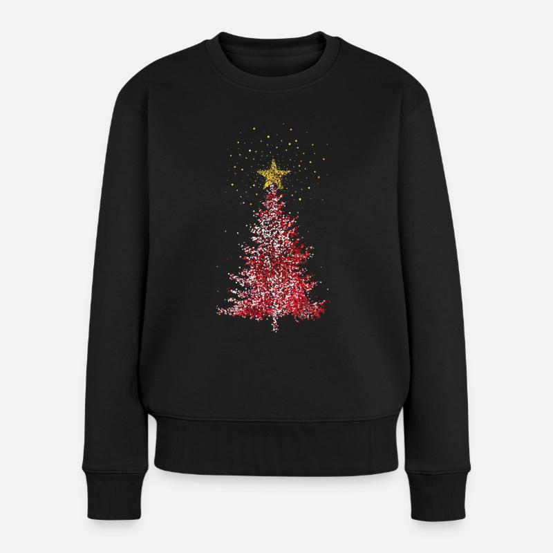 Weihnachtsstern Weihnachtsbaum Christbaum Sterne - Frauen Premium Bio Pullover - Schwarz