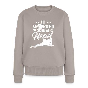 Dans ma tête ça marchait billard piscine - Pull Premium bio Femme - taupe - Devant - Julia (174cm)