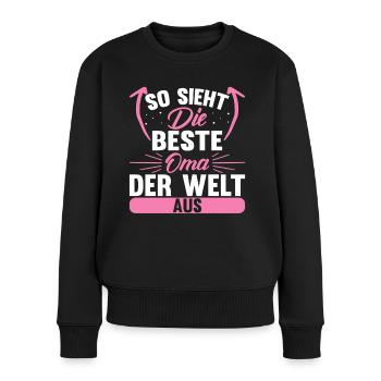 So Sieht Die Beste Oma Der Welt Aus - Frauen Premium Bio Pullover - Schwarz - Vorne - Julia (174cm)
