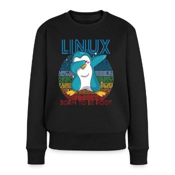 Born To Be Root Retro Penguin Linux Nerd Program - Pull Premium bio Femme - noir - Devant - Julia (174cm)