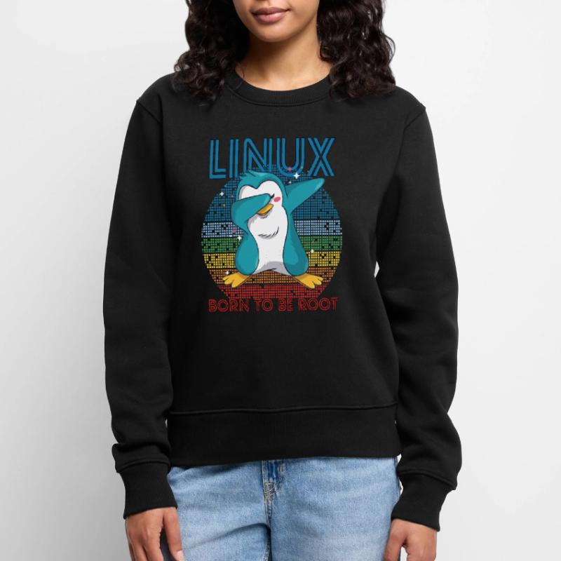 Born To Be Root Retro Penguin Linux Nerd Program Pull Premium bio Femme