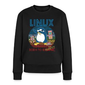 Retro Gamer Linux né pour être Root Geek Admin Pengu - Pull Premium bio Femme - noir - Devant - Julia (174cm)