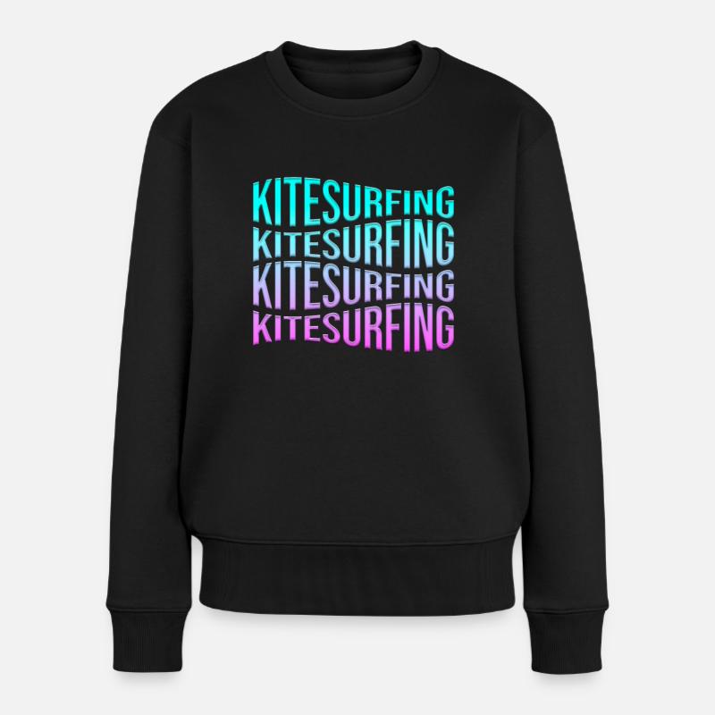 kite surfen - Frauen Premium Bio Pullover - Schwarz