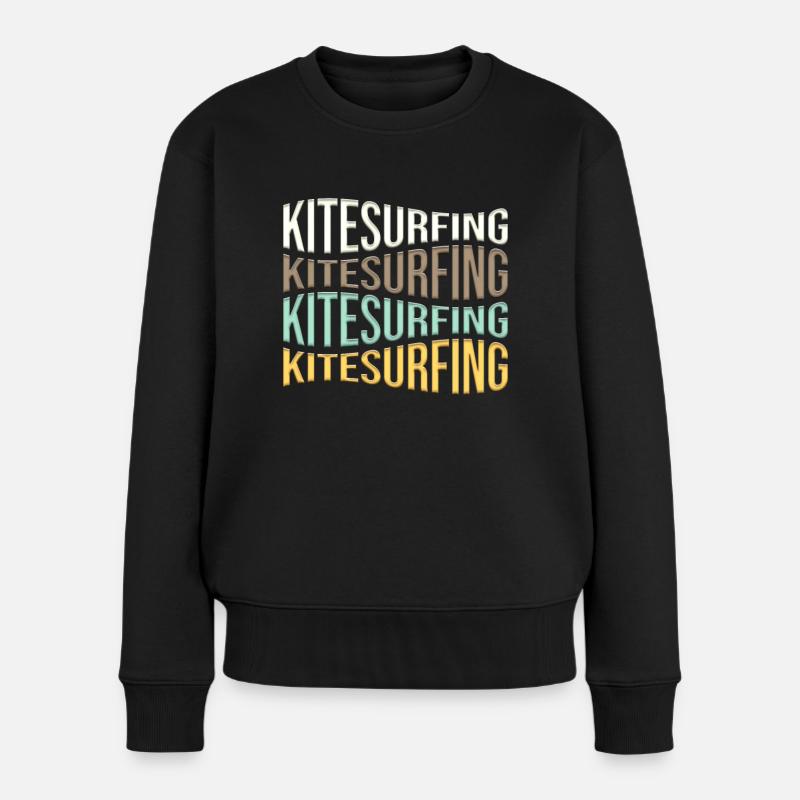 kite surfen - Frauen Premium Bio Pullover - Schwarz