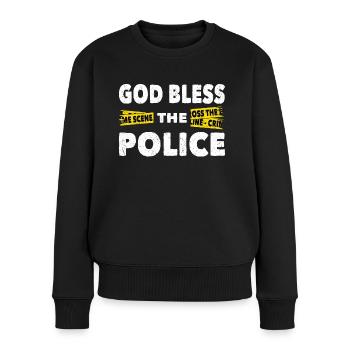 Polizist God Bless The Police Polizei Uniform - Frauen Premium Bio Pullover - Schwarz - Vorne - Julia (174cm)
