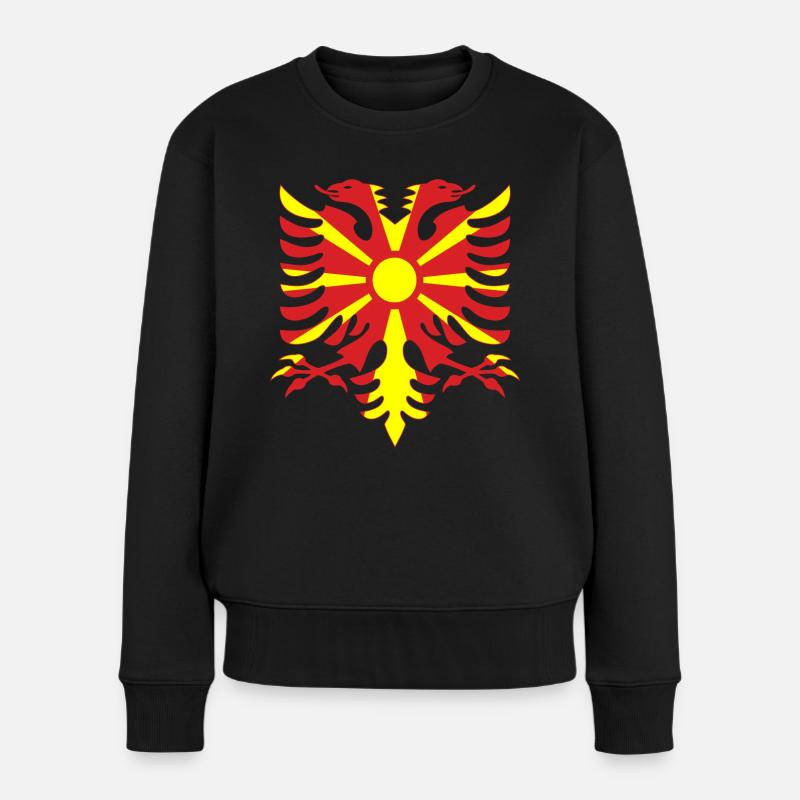 Mazedonien Albanien Flagge - Frauen Premium Bio Pullover - Schwarz