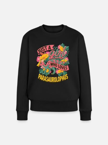 Dino Parasaurolophus Dinosaurier Mädchen - Frauen Premium Bio Pullover - Schwarz
