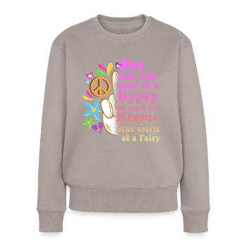 Hippie Peace Groovy Flowerpower Boho Woodstock - Pull Premium bio Femme - taupe - Devant - Julia (174cm)