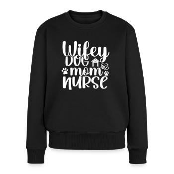 Ehefrau Mutter Hundeliebhaberin - Frauen Premium Bio Pullover - Schwarz - Vorne - Julia (174cm)