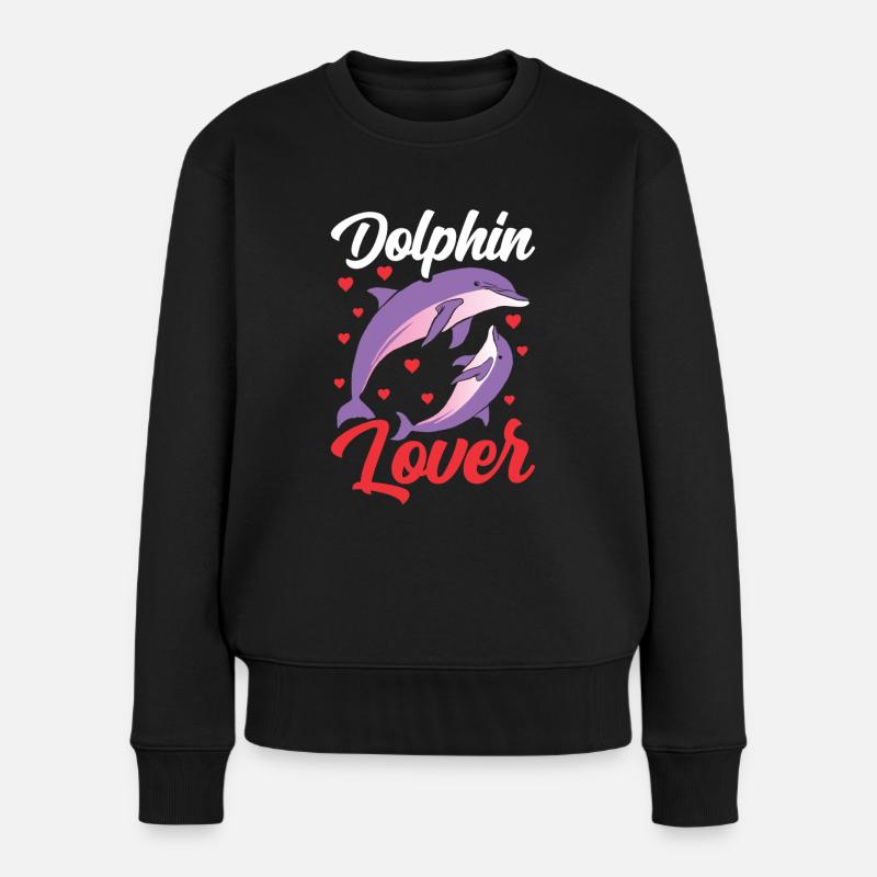 Delfin Liebhaber Delphine Delfine Delphin - Frauen Premium Bio Pullover - Schwarz