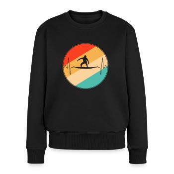 Surfer Retro Heartbeat - Pull Premium bio Femme - noir - Devant - Julia (174cm)