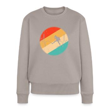 Plongée rétro Heartbeat - Pull Premium bio Femme - taupe - Devant - Julia (174cm)