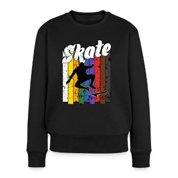 Skateboard Freestyle - Frauen Premium Bio Pullover - Schwarz - Vorne - Julia (174cm)