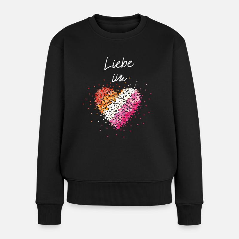 Liebe im Herz Lesbe Lesbisch Lesben Homosexuell - Frauen Premium Bio Pullover - Schwarz