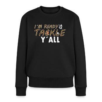 Joueur de football américain dans Ready To Tackle Yall - Pull Premium bio Femme - noir - Devant - Julia (174cm)