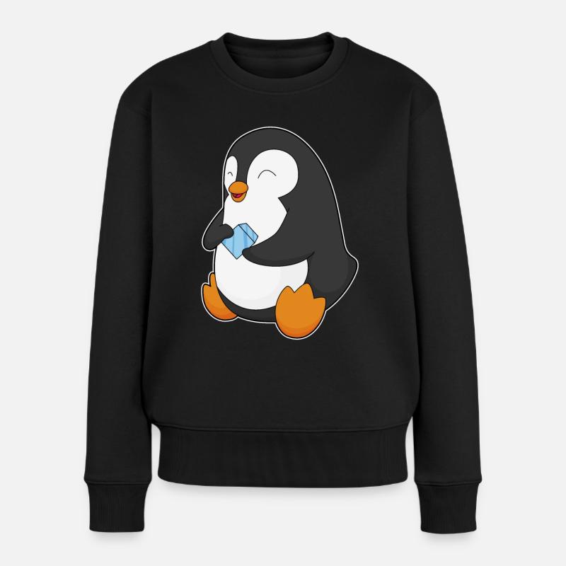 Pinguin Eiswürfel - Frauen Premium Bio Pullover - Schwarz