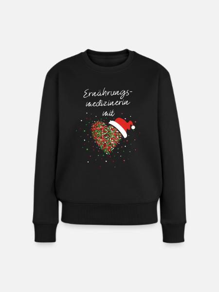 Ernährungsmedizinerin mit Herz Weihnachtsmotiv - Frauen Premium Bio Pullover - Schwarz