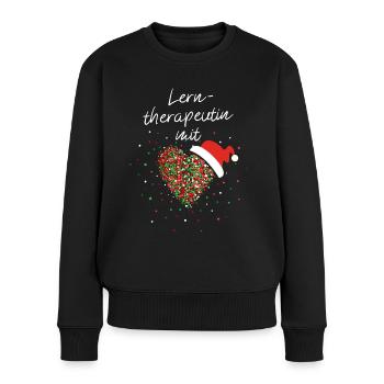 Lerntherapeutin mit Herz Weihnachtsmütze Xmas - Frauen Premium Bio Pullover - Schwarz - Vorne - Julia (174cm)