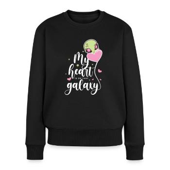 Heart is on the Galaxy Space Universe Astronaut - Women's Premium Organic Jumper - black - Front - Julia (174cm)