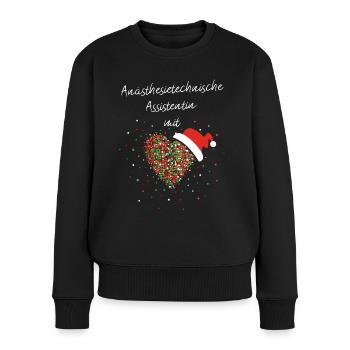 Anästhesietechnische Assistentin mit Herz Nikolaus - Frauen Premium Bio Pullover - Schwarz - Vorne - Julia (174cm)