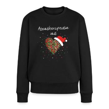 Atemtherapeutin mit Herz Athemtherapie Nikolaus - Frauen Premium Bio Pullover - Schwarz - Vorne - Julia (174cm)