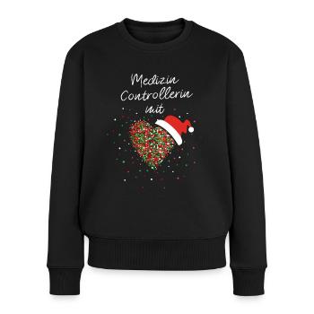 Medizincontrollerin mit Herz Weihnachtsmotiv Xmas - Frauen Premium Bio Pullover - Schwarz - Vorne - Julia (174cm)
