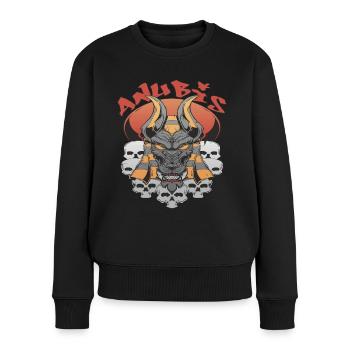 Anubis Egypte Dieu des Morts Egyptologue Pyramides Souv - Pull Premium bio Femme - noir - Devant - Julia (174cm)