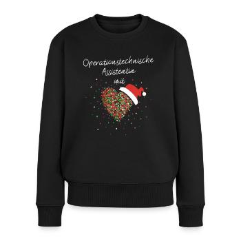 OTA mit Herz Weihnachtsmotiv Nikolausmütze Xmas - Frauen Premium Bio Pullover - Schwarz - Vorne - Julia (174cm)