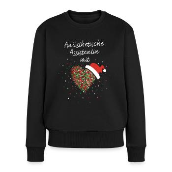 Anästhetische Assistentin mit Herz Weihnachtsmotiv - Frauen Premium Bio Pullover - Schwarz - Vorne - Julia (174cm)