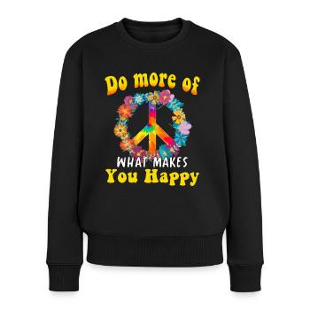 Hippie Peace Groovy Flowerpower Boho Woodstock - Pull Premium bio Femme - noir - Devant - Julia (174cm)